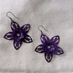 Purple flower earrings